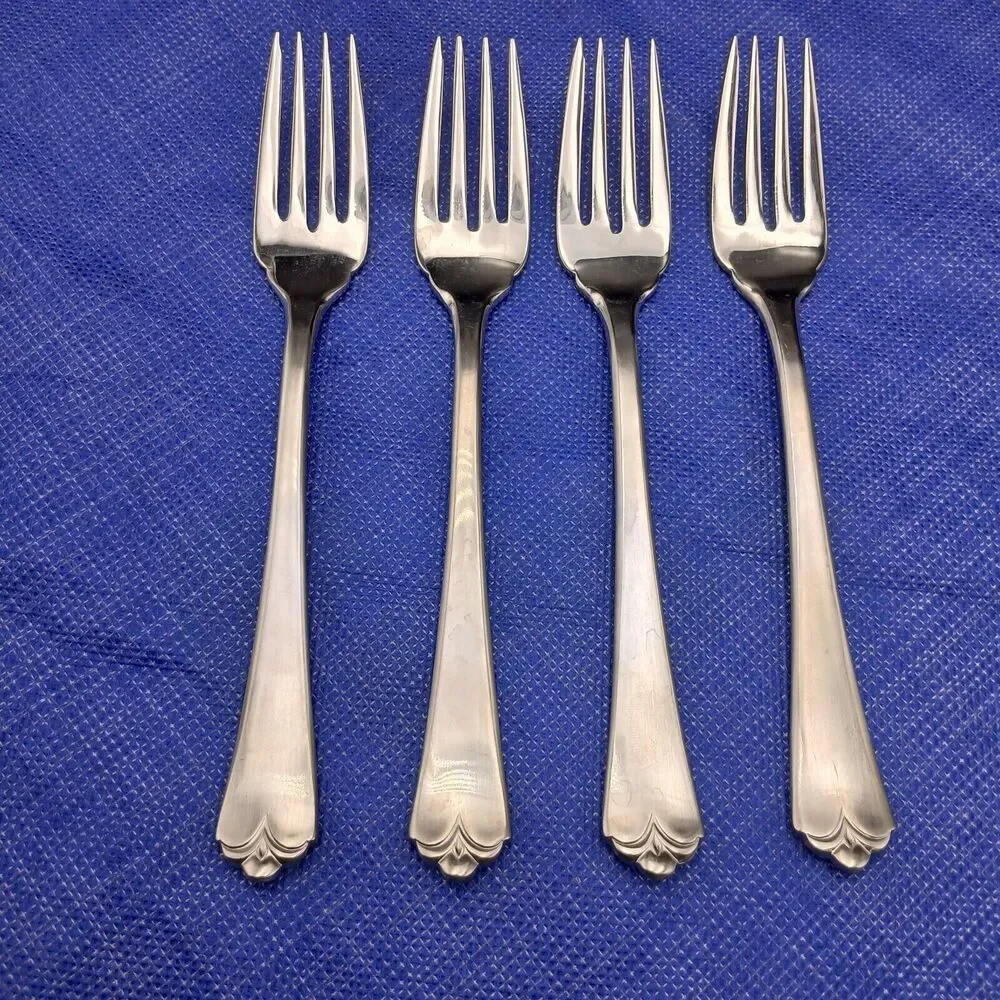 Wallace Lotus 18/8 Stainless Steel Set 4 SALAD Fork Flatware KOREA